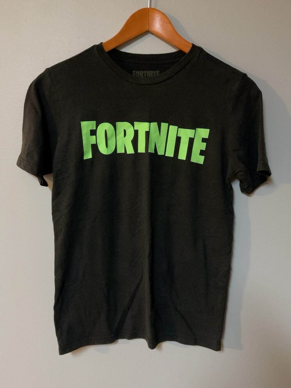 Fortnite Boys XL 14/16 Black T Shirt Skeleton Llama Green Logo Gaming Graphic